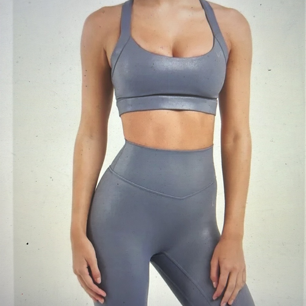 TLF Arctic Sports Bra and High Waisted Legging Set Shine Black - Picture 2 of 15